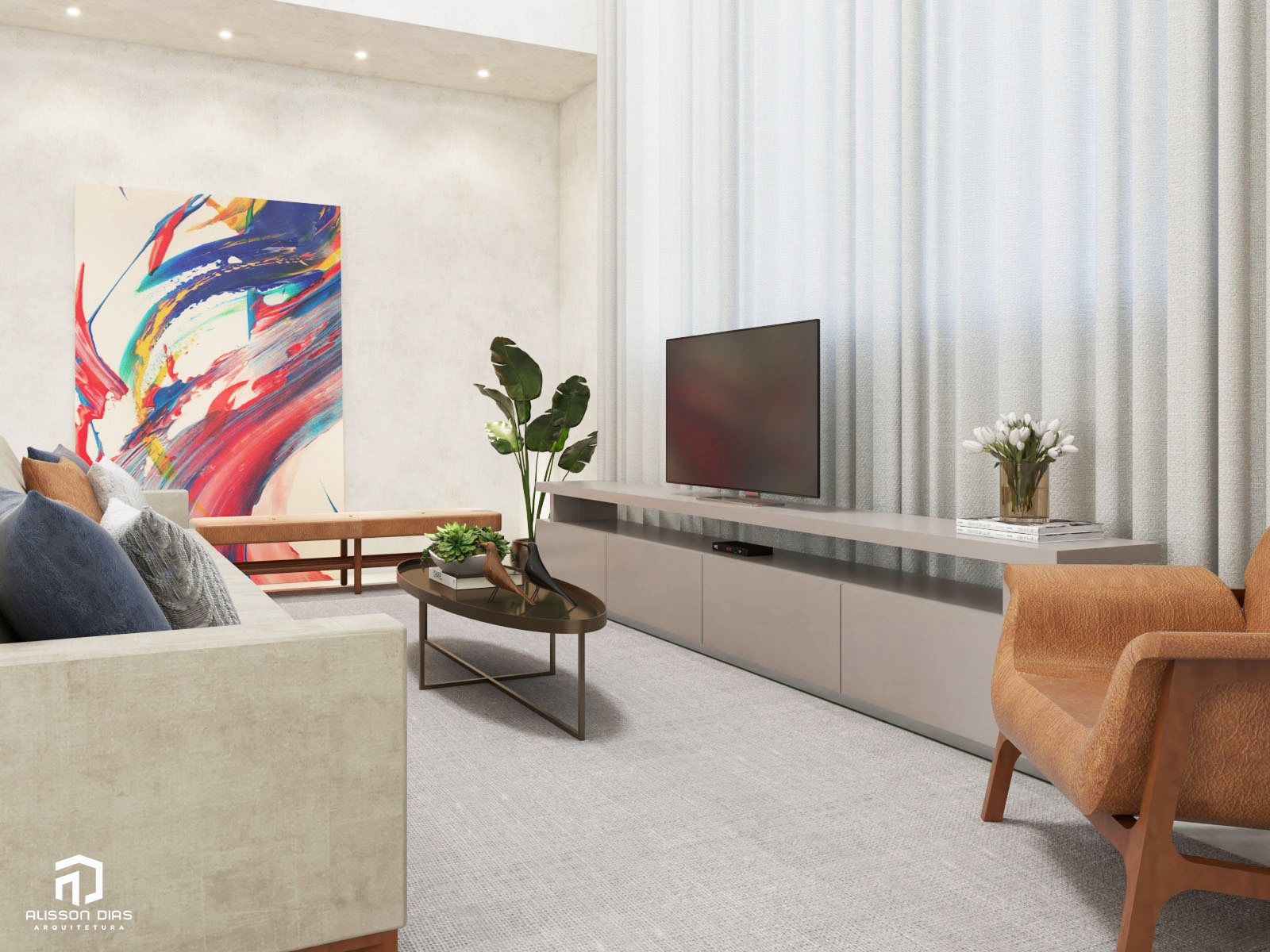 Casa Vistadouro - Persp Sala TV - Render 01